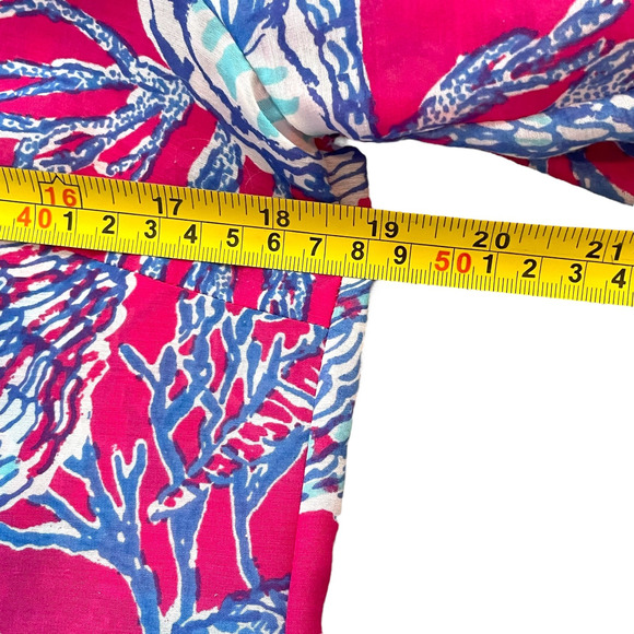 Talbots Coverup XS Pink Blue Shell Print Sheer Beach Blouse - Picture 7 of 9